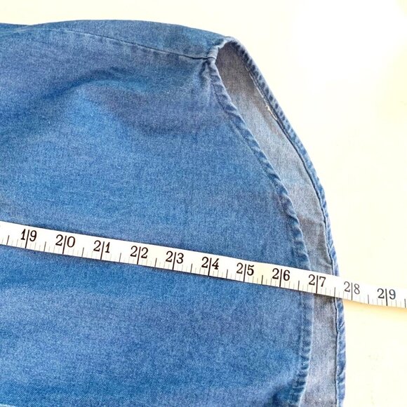 Vintage 90s Just Class Denim & Crochet Long Sleeve Button Up Shirt Women’s Sz M - Picture 6 of 7